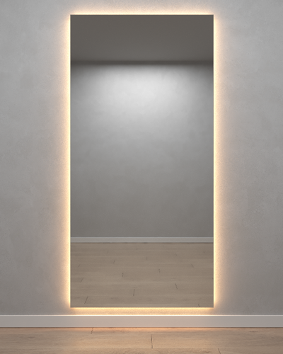 Прямоугольное зеркало 196х96 см, с тёплой подсветкой